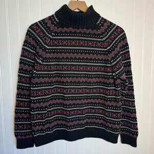 Lands’ End Fair Isle Turtleneck Nordic Inspired Sweater Women’s Size Medium P